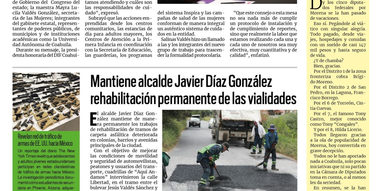 Portada RCG Media [5 de octubre de 2026] DIF Coahuila consolida su compromiso con el bienestar de familias y cuidadores; mantiene Javier Díaz rehabilitación permanente de vialidades y más…