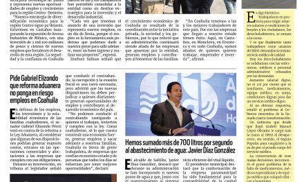 Portada RCG Media [14 de octubre de 2026] Inversión millonaria genera cientos de empleos en la región Centro; pide Gabriel Elizondo que reforma aduanera no ponga en riesgo empleos en Coahuila y más…