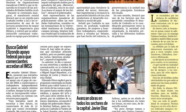 Portada RCG Media [16 de octubre de 2026] Desde Coahuila, unidos para fortalecer la ganadería de México: Manolo; busca Gabriel Elizondo apoyo federal para que comerciantes accedan al IMSS y más…