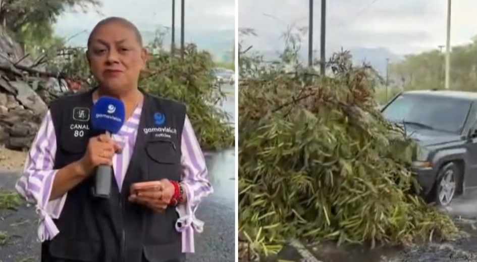 Reportera y camarógrafo son atropellados en vivo durante cobertura de intensas lluvias en Monterrey